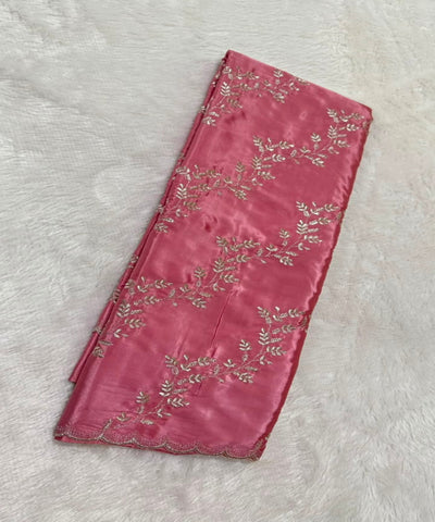 Designer silk saree Pastle Onion Shade with silver floral embroidery | Glow & Glitter Boutique