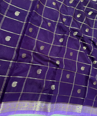 Assam silk saree Deep Purple With Lilac Thin Border | Glow & Glitter Boutiuqe