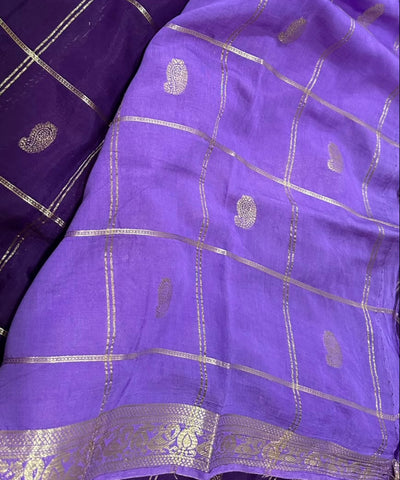 Assam silk saree Deep Purple With Lilac Thin Border | Glow & Glitter Boutiuqe