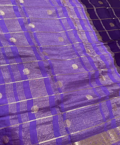 Assam silk saree Deep Purple With Lilac Thin Border | Glow & Glitter Boutiuqe
