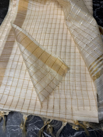 Kerala Kasavu Box Weave Saree | Glow & Glitter Boutique