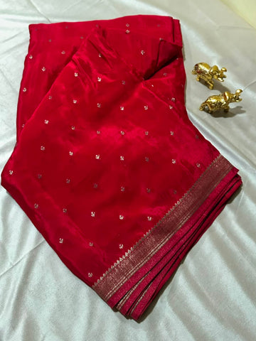 Banaras Crepe silk saree | Glow & Glitter Boutique