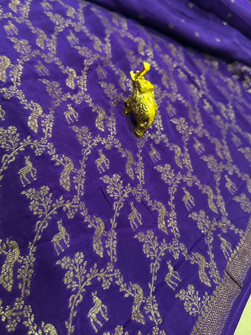 Banaras Crepe silk saree Purple | Glow & Glitter Boutiqu