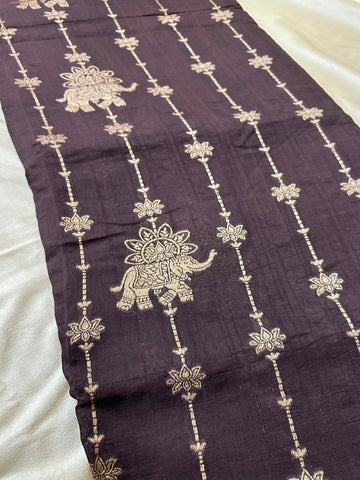 Matka tussar silk saree Deep Chocolate Brown Shade | Glow & Glitter Boutique