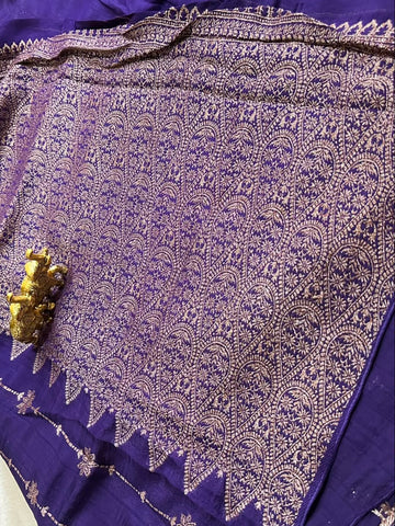 Matka tussar silk saree Purple Color Shade | Glow & Glitter Boutique