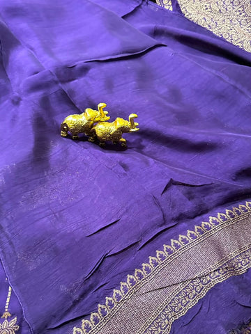 Matka tussar silk saree Purple Color Shade | Glow & Glitter Boutique