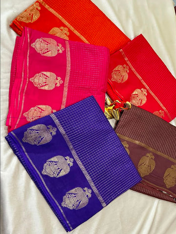 Vintage Style Viscose silk saree with blouse Orange Color | Glow & Glitter Boutique
