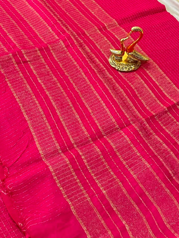 Vintage style viscose silk saree Rani Pink Shade | Glow & Glitter Boutique