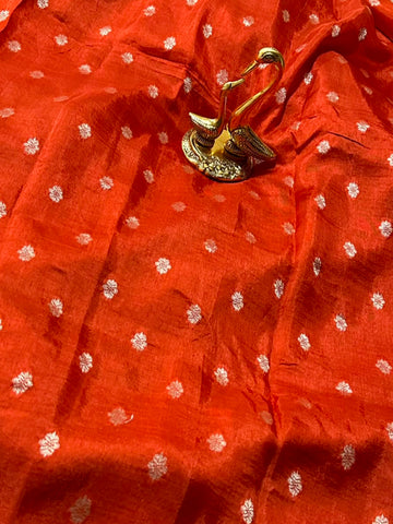 Vintage Style Viscose silk saree with blouse Orange Color | Glow & Glitter Boutique