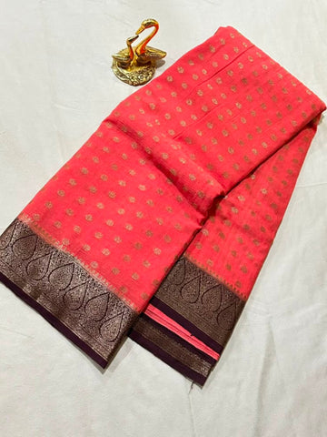 Premium Banaras georgette silk onion peal shade | Glow & Glitter Boutique