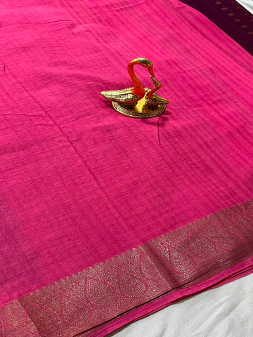 Premium Banaras georgette silk wine brown shade | Glow & Glitter Boutique
