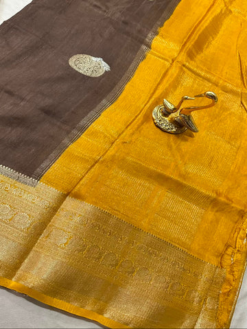Premium magma tussar silk saree with grand pallu and blouse | Glow & Glitter Boutique