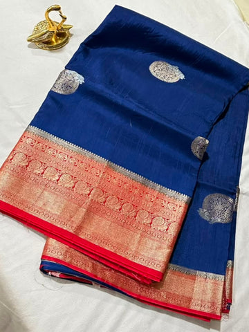 Premium Matka tussar silk Purple Blue Mix shade | Glow & Glitter Boutique