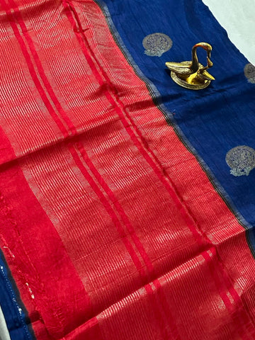 Premium Matka tussar silk Purple Blue Mix shade | Glow & Glitter Boutique