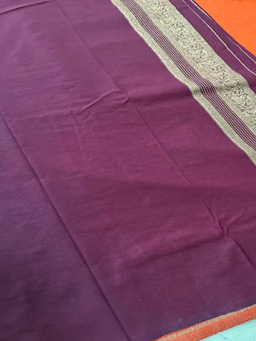 Premium Banaras silk with blouse rust shade | Glow & Glitter Boutique