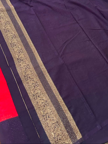 Premium Banaras  silk with blouse Crimson Red shade | Glow & Glitter Boutique