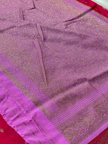 Premium Banaras  silk with blouse pink shade | Glow & Glitter Boutique