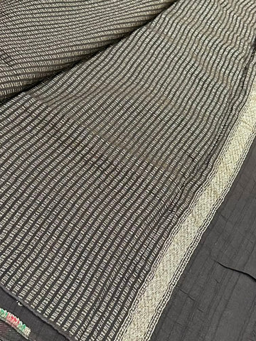 Matka tussar silk saree Dark Chocolate Brown Shade | Glow & Glitter Boutique