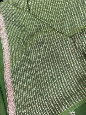 Matka tussar silk saree Olive Green Shade | Glow & Glitter Boutique