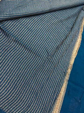 Matka tussar silk saree Peacock Blue and Green Mixed Shade | Glow & Glitter Boutique