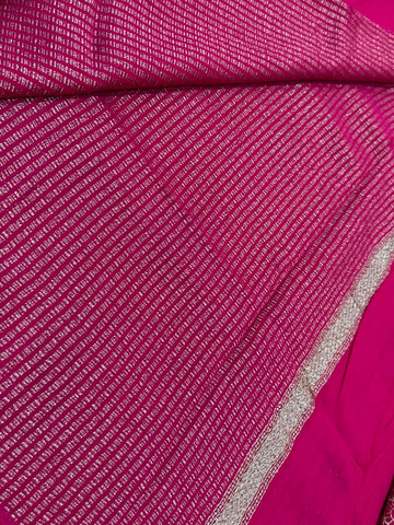 Matka tussar silk saree Rani Pink Shade | Glow & Glitter Boutique