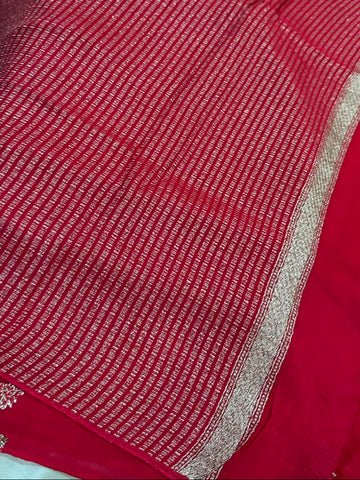 Matka tussar silk saree Chery Red Shade | Glow & Glitter Boutique