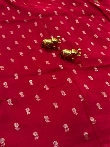 Viscose silk saree with blouse Red Color | Glow & Glitter Boutique