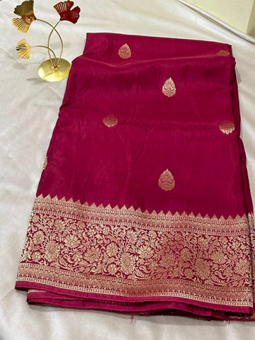 Banaras silk saree Wine brown Mix shade | Glow & Glitter Boutique