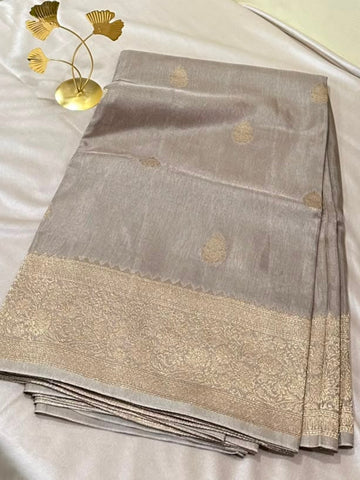 Viscose silk saree Ivory Shade | Glow & Glitter Boutique
