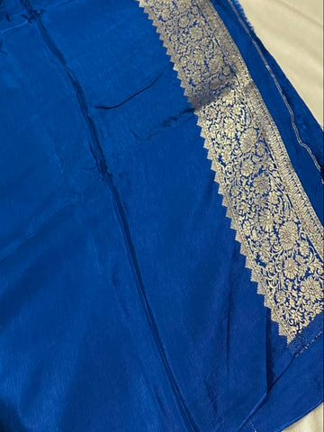 Viscose silk saree Dark Royal Blue Shade | Glow & Glitter Boutique