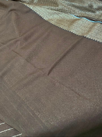 Coffee Brown Banarasi Silk Saree with Antique Gold Border | Glow & glitter Boutique