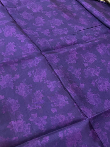 Banaras digital silk saree Royal Purple with Silver Zari Border | Glow & Glitter Boutique