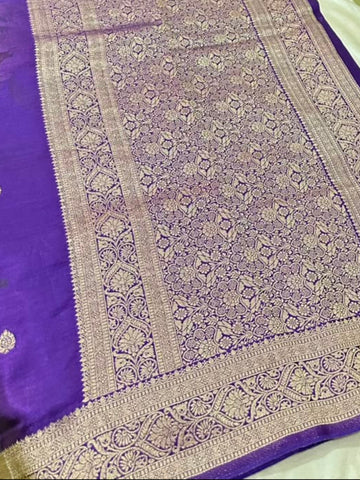Banaras digital silk saree Purple Color Shade | Glow & Glitter Boutique