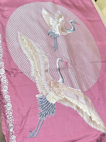 Premium Tussar silk saree with rich embroidery Dusty Rose Pink | Glow & Glitter Boutique