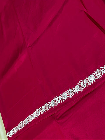 Premium Tussar silk saree with rich embroidery Hot Pink | Glow & Glitter Boutique