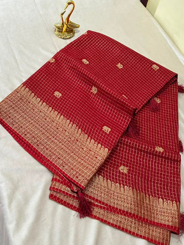 Vintage Viscose silk saree with blouse Deep Maroon | Glow & Glitter Boutique