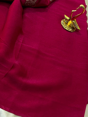 Organza applique work saree Magenta Pink | Glow & Glitter Boutique