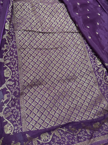 Banaras Crepe silk saree Wine Shade | Glow & Glitter Boutique