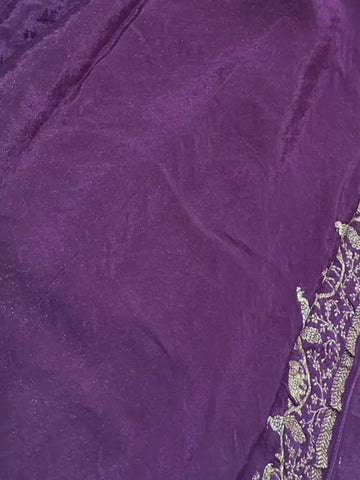 Banaras Crepe silk saree Wine Shade | Glow & Glitter Boutique