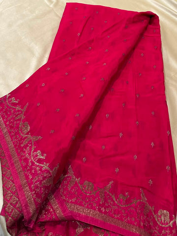 Banaras Crepe silk saree Pink Shade | Glow & Glitter Boutique