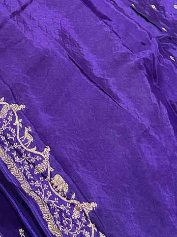 Banaras Crepe silk saree Purple Shade | Glow & Glitter Boutique