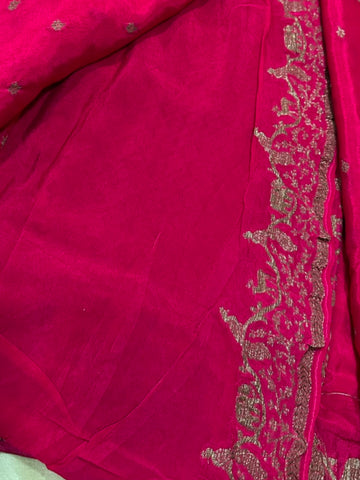 Banaras Crepe silk saree Pink Shade | Glow & Glitter Boutique