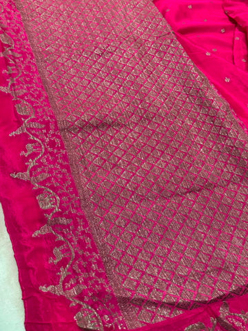 Banaras Crepe silk saree Pink Shade | Glow & Glitter Boutique