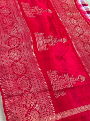 Premium Kanchi silk saree Rich Red Shades & Timeless Elegance. | Glow & Glitter Boutique