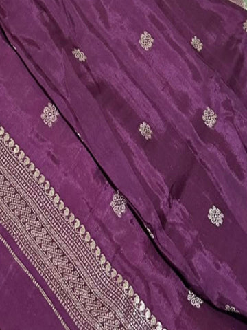 Premium Kanchi silk saree Pink, Peach & Cream Checks with Wine Border | Glow & Glitter Boutique