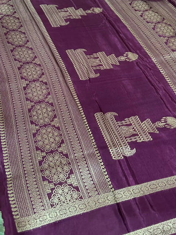 Premium Kanchi Silk Saree Wine Border Multicolor Checked | Glow & Glitter Boutique