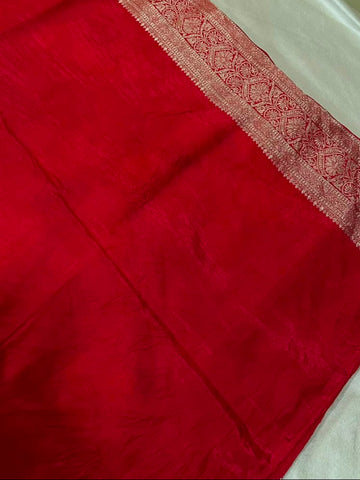 Banaras digital silk saree Red Color With Gold Zari Border | Glow & Glitter Boutique