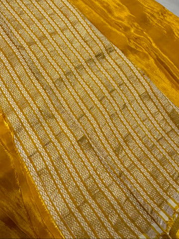 Viscose silk saree Golden Yellow With Gold Border | Glow & Glitter Boutique