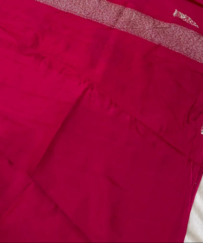 Matka Tussar Silk Pink Shade with Pink Gold Buttas | Glow & Glitter Boutique
