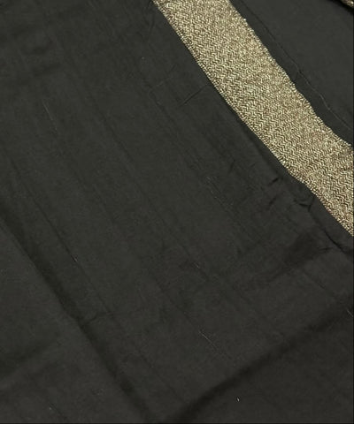 Matka Tussar Silk Black Shade With Pink Gold Buttas | Glow & Glitter Boutique